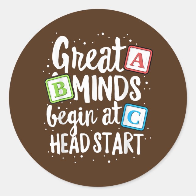 Pegatina Redonda Minds Head Start Teacher Early Chilhood (Anverso)