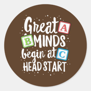 Pegatina Redonda Minds Head Start Teacher Early Chilhood