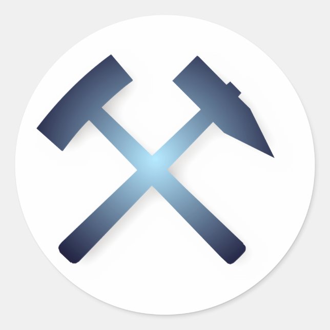 Pegatina Redonda Minería mining símbolo (Anverso)