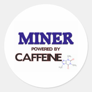 Pegatina Redonda Minero alimentado por cafeína
