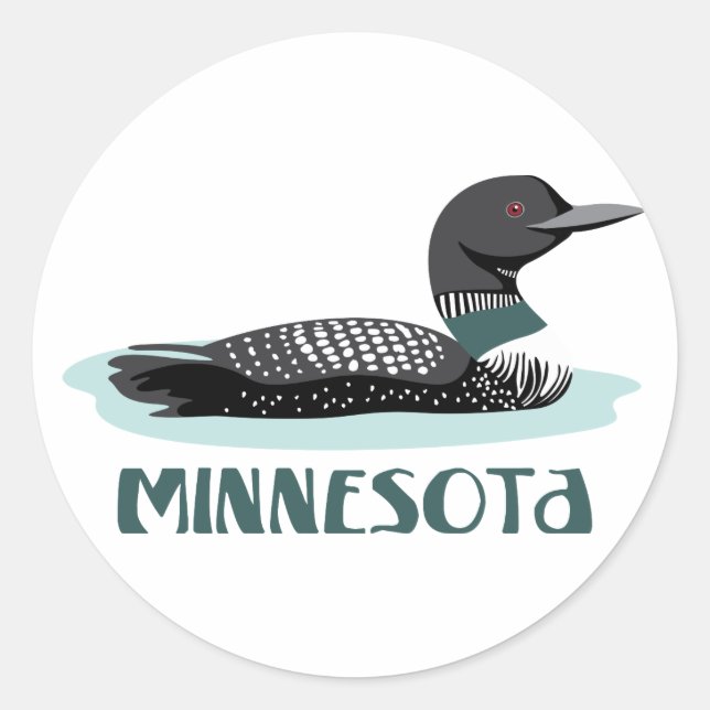 Pegatina Redonda Minesota Loon (Anverso)