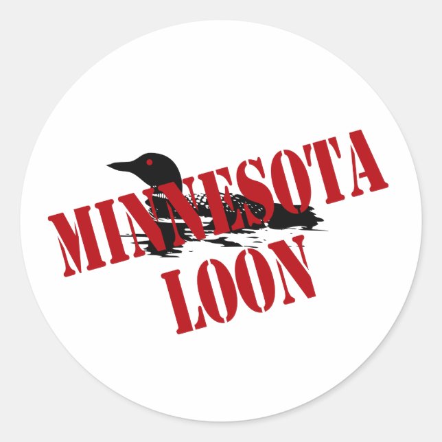 Pegatina Redonda Minesota Loon (Anverso)