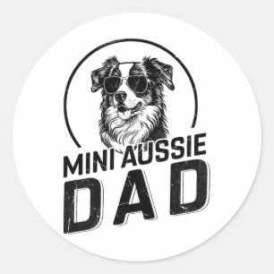 Pegatina Redonda Mini Aussie Dad Dueños De Perros Regalos Para Homb