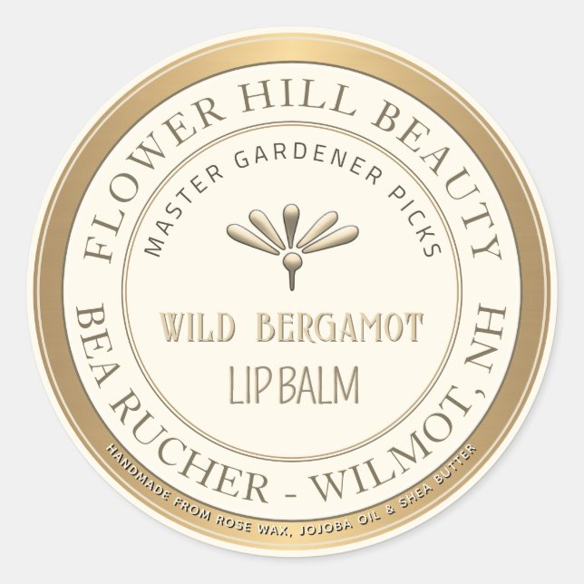 Pegatina Redonda Mini borde de oro metálico para lupa Grabado en re (Anverso)