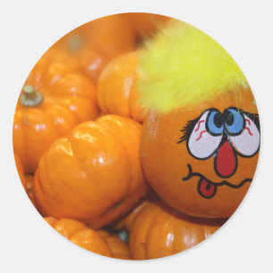 Pegatina Redonda Mini Cara de calabaza