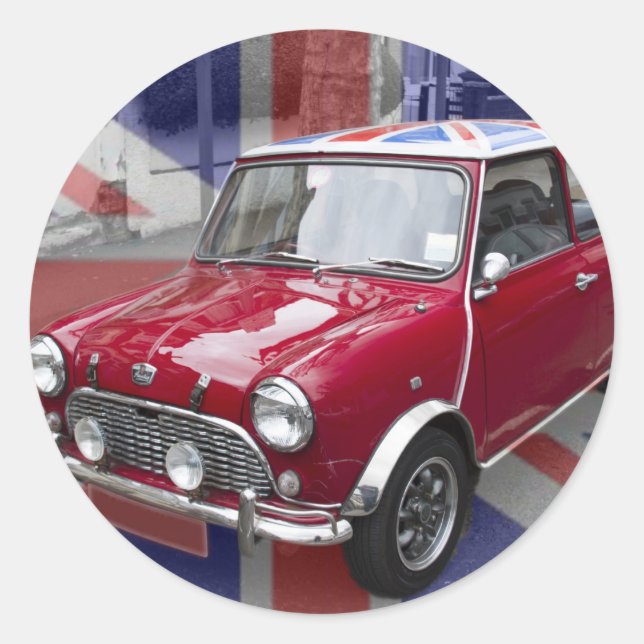 Pegatina Redonda Mini coche clásico (Anverso)