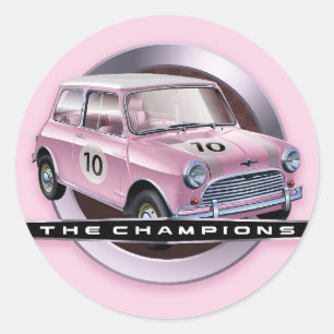 Pegatina Redonda Mini Cooper S rosa