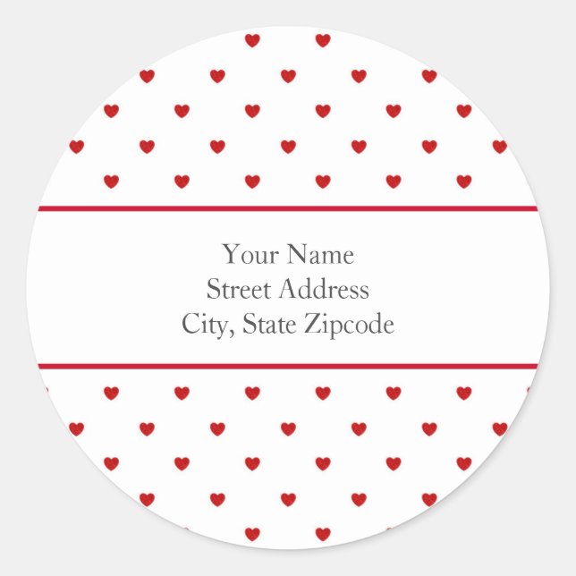 Pegatina Redonda "Mini corazones de terciopelo rojo" (Anverso)