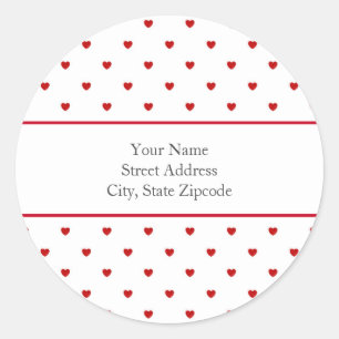 Pegatina Redonda "Mini corazones de terciopelo rojo"