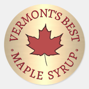 Pegatina Redonda Mini Estado Nombre Red Leaf Maple Syrup Promociona