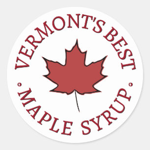 Pegatina Redonda Mini Estado Nombre Red Leaf Maple Syrup Promociona