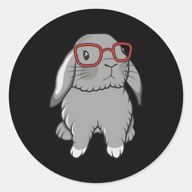 Pegatina Redonda Mini Holland Lop Conejo Conejo Pascua (Anverso)