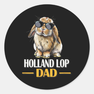 Pegatina Redonda Mini Holland Lop Dad Bunny Rabbit Lover