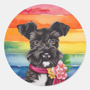 Pegatina Redonda Mini Orgullo Schnauzer