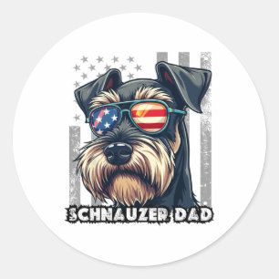 Pegatina Redonda Mini Schnauzer Dad Dad Dog Padres Day Bandera Esta