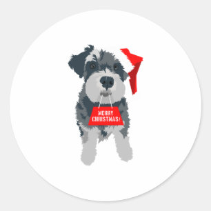 Pegatina Redonda Miniatura de navidades Schnauzer Santa Hat