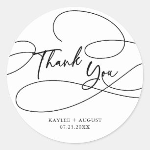 Pegatina Redonda Miniatura moderna de escritura de moda "Gracias" B