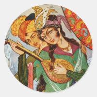 Miniatura persa Nymph con setar en detalle