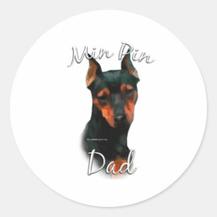 Pegatina Redonda Miniatura Pinscher (negro) papá 2
