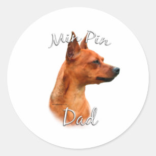 Pegatina Redonda Miniatura Pinscher (óxido) papá 2