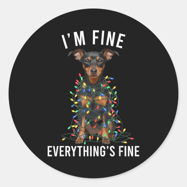 Pegatina Redonda Miniature Nscher Christmas I'm Fine Everything Is  (Anverso)