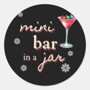 Pegatina Redonda Minibar en un frasco de pegatinas navideñas
