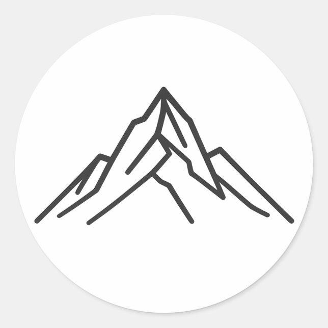 Pegatina Redonda Minimal Alpine Mountain Line Art Sticker (Anverso)