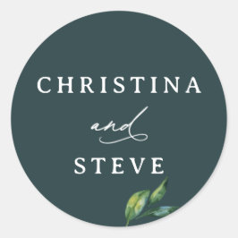 Pegatina Redonda Minimal and Chic Green Wedding
