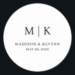 Pegatina Redonda Minimal and Chic | Wedding<br><div class="desc">These elegant,  modern wedding or bridal shower Round Sticker feature a simple black and white text design that exudes minimalist style. Add your initials or monogram to make them completely your own.</div>