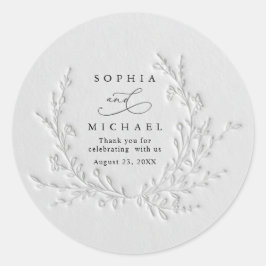 Pegatina Redonda Minimal Faux Blind Deboss Cotton Wedding Sticker