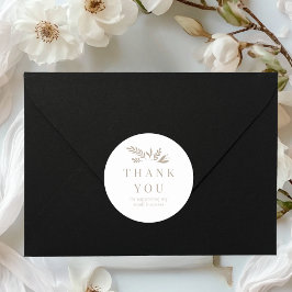 Pegatina Redonda Minimal Floral White Botanical THANK YOU