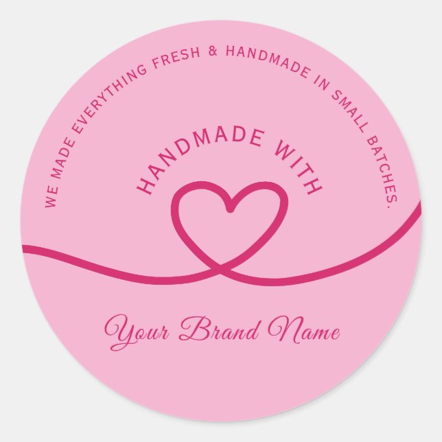 Pegatina Redonda Minimal Hand made love heart Personalized Sticker (Anverso)