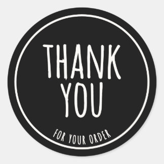 Pegatina Redonda Minimal Handmade Feel Sage Green Thank You Black