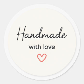 Pegatina Redonda Minimal handmade with love sticker