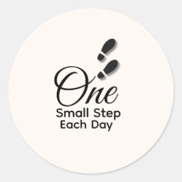 Pegatina Redonda Minimal Motivational Sticker – One Small Step Each