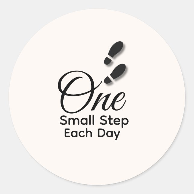 Pegatina Redonda Minimal Motivational Sticker – One Small Step Each (Anverso)