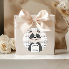 Pegatina Redonda Minimal Panda Arrow Neutral Baby Shower Thank You