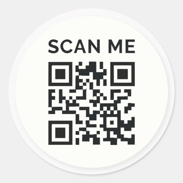 Pegatina Redonda Minimal scan me QR code sticker (Anverso)