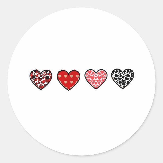 Pegatina Redonda minimal valentine hearts / “cute love pattern” (Anverso)