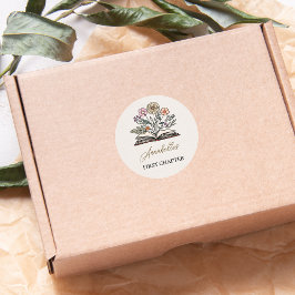 Pegatina Redonda Minimal Wildflower Whimsical Story Book Themed 