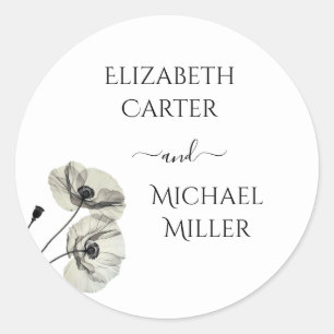 Pegatina Redonda Minimalismo sencillo y elegante, adornos blancos y