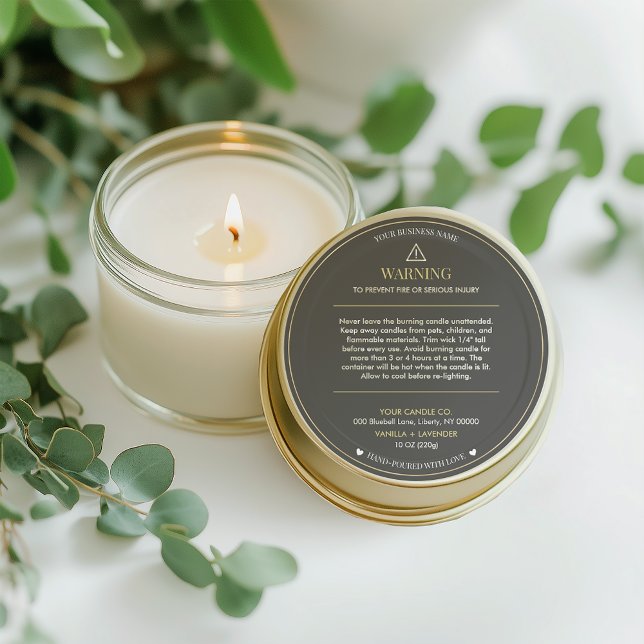 Pegatina Redonda Minimalist and Modern Simple Candle Safety Label (Subido por el creador)