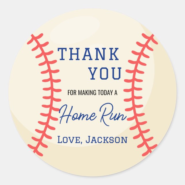 Pegatina Redonda Minimalist Baseball Gifts Favor Thank You (Anverso)