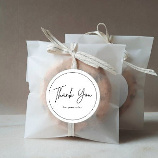 Pegatina Redonda Minimalist Black and White Thank You Favor