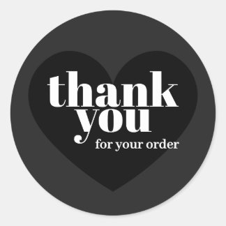 Pegatina Redonda Minimalist Black Elegant Business Thank You