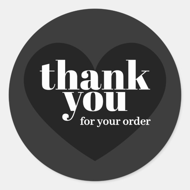 Pegatina Redonda Minimalist Black Elegant Business Thank You (Anverso)