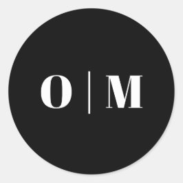 Pegatina Redonda Minimalist Black Wedding Initials. Modern Monogram