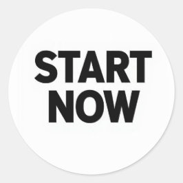 Pegatina Redonda Minimalist bold start now text