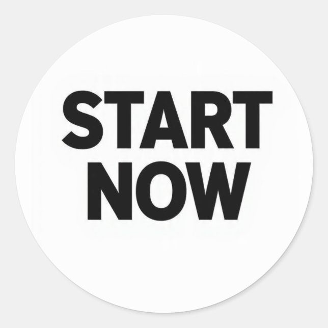 Pegatina Redonda Minimalist bold start now text (Anverso)