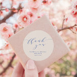Pegatina Redonda Minimalist Classic Ivory Blue Bridal Shower Thanks<br><div class="desc">Custom Minimalist Classic Ivory Blue Bridal Shower Thank You Classic Round Sticker</div>